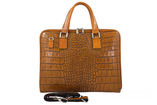 Torba na laptopa damska skórzana Barberinis - Brązowa jasna