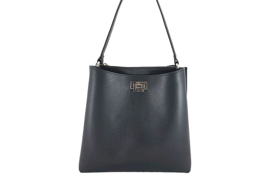 Duża torba damska skórzana na ramię - Brązowa