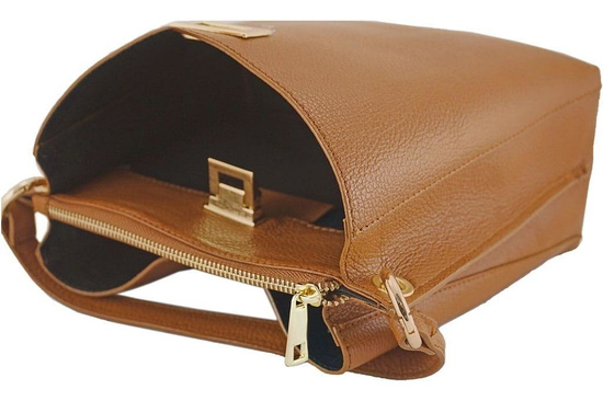 Klasyczna listonoszka ze skóry naturalnej - Granatowa