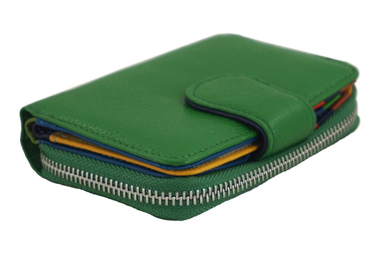 Portfel skórzany młodzieżowy - kolorowy - Zielony