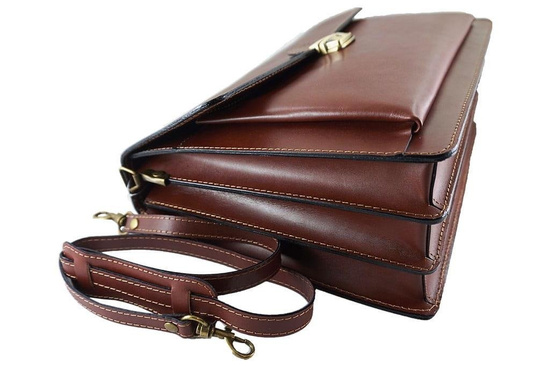 Aktówka męska skórzana - Barberini's - Brązowa ciemna