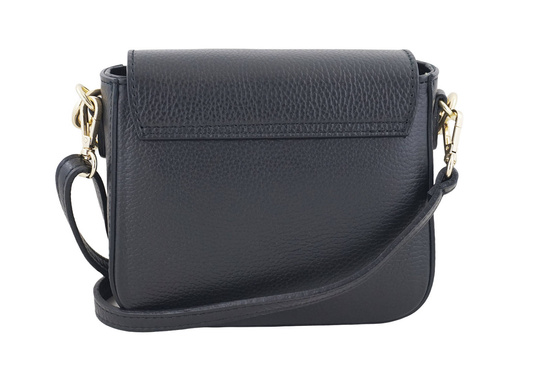Modna torebka skórzana ze złotym łańcuszkiem - Czarna 
