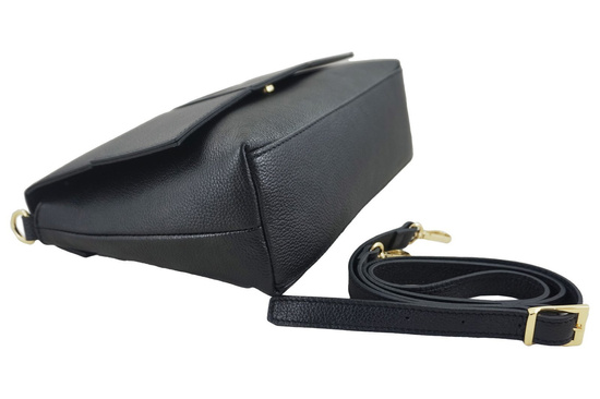 Klasyczna torebka skórzana "kratka" - Czarna 