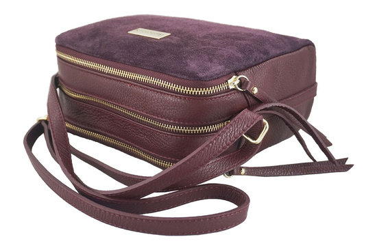 Damska skórzana listonoszka włoska Brązowa ciemna 