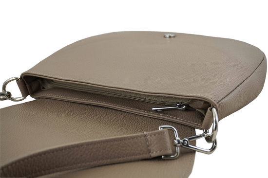 Duża torebka listonoszka ze skóry - Beżowa