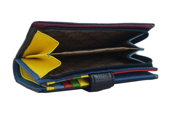 Skórzany portfel damski z ochroną RFID - Granatowy 