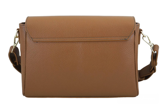 Skórzana torebka na ramię z plecionym paskiem - Brązowa jasna 