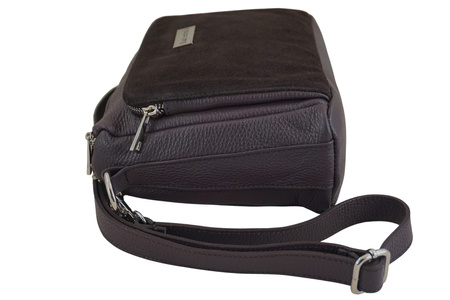 Codzienna torebka ze skóry naturalnej z zamszem - Brązowa ciemna