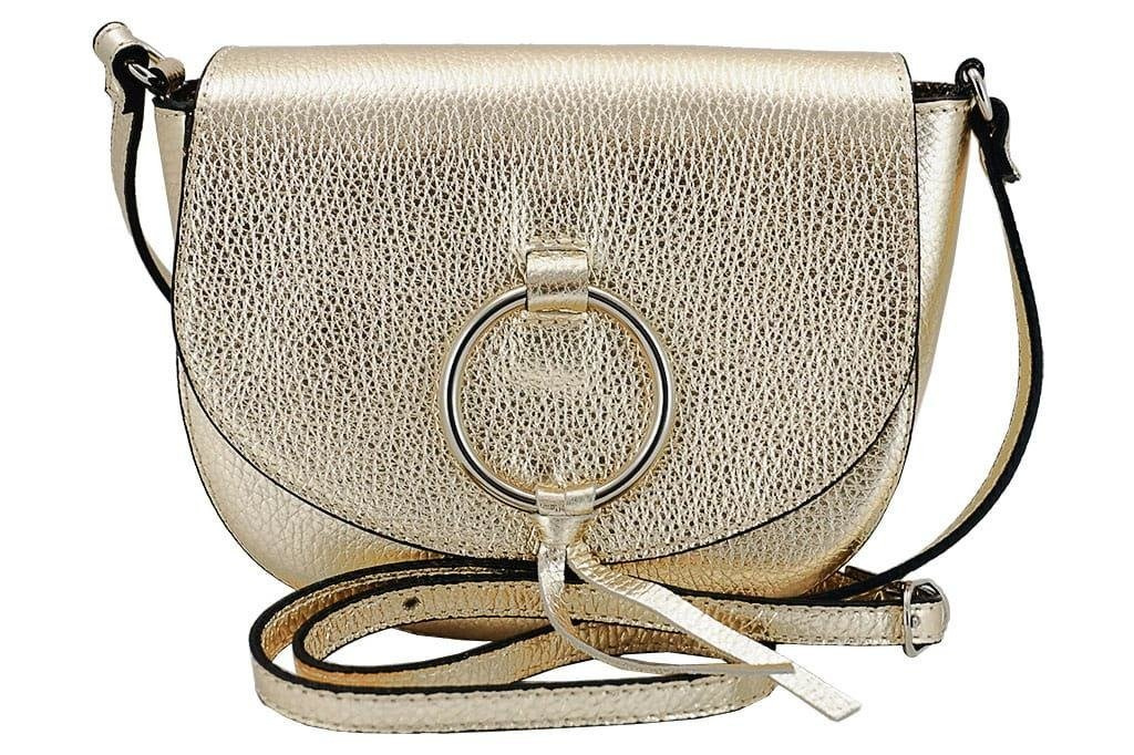 Damska skórzana listonoszka włoska - Złota