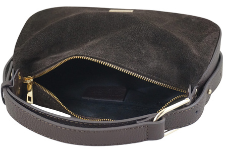 Elegancka torebka zamszowa na ramię - Brązowa ciemna 