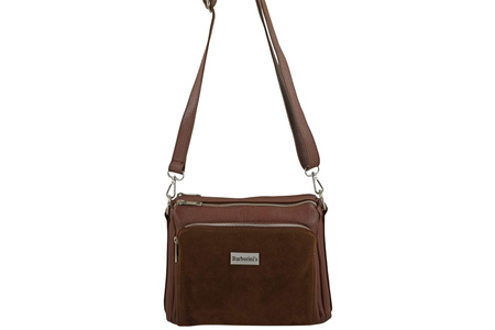 Codzienna torebka ze skóry naturalnej z zamszem - Brązowa