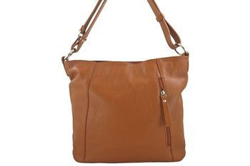 Pojemny skórzany worek na ramię - Brązowy jasny