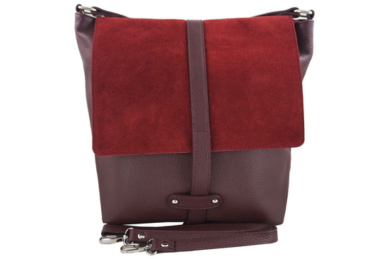 Torba skórzana Shopper bag A4 - Bordowa