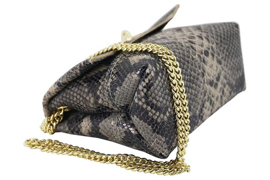 Listonoszka skórzana na łańcuszku - Czarna