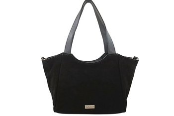 Torebka damska zamszowa typu worek - Czarna