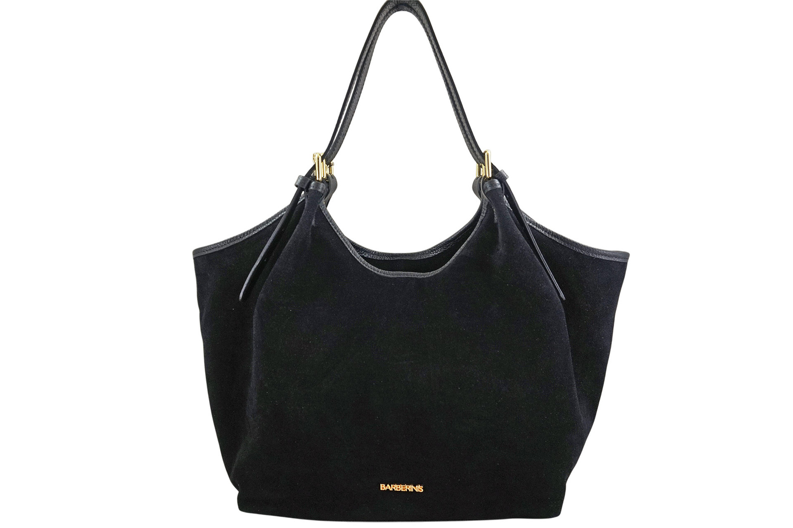 Duża torebka shopper zamszowa - Czarna