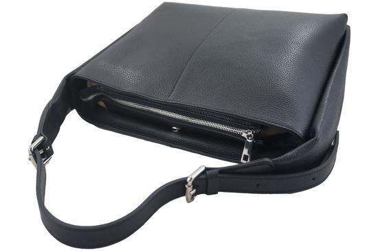 Klasyczna torebka skórzana na ramię - Czarna