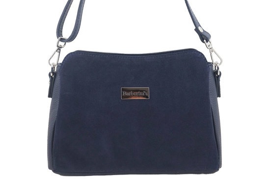 Listonoszka skórzana z zamszem - Granatowa