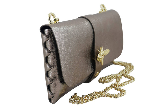 Torebka kopertówka metalizowana - Złota ciemna