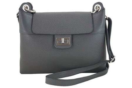 Torebka damska skórzana crossbody - Szara ciemna 