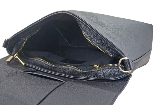 Klasyczna torebka skórzana "kratka" - Czarna 