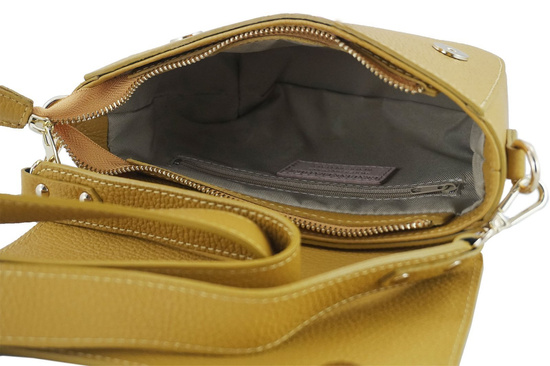 Skórzana torebka listonoszka damska - Fioletowa 