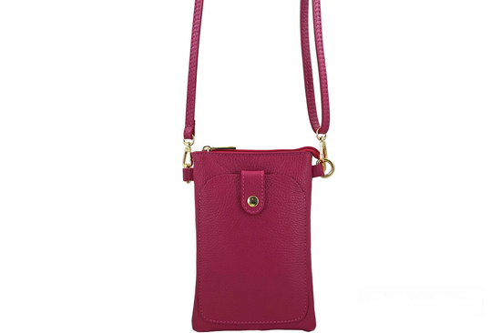 Torebka skórzana / etui na telefon - Fuksja 