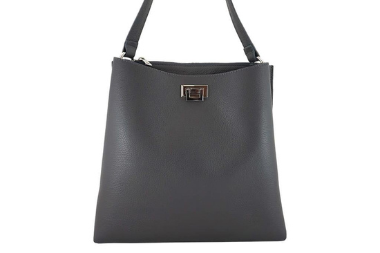 Duża torba damska skórzana na ramię - Brązowa