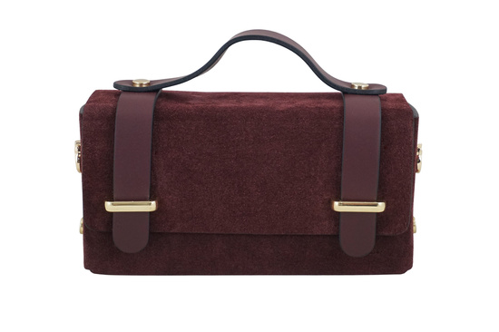 Zamszowa torebka Barberinis wizytowa - Bordowa 