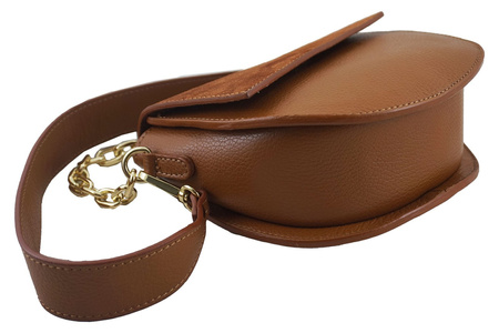 Torebka skórzana z ozdobnym łańcuszkiem - Bordowa 