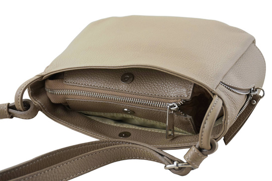 Klasyczna listonoszka skórzana - Beżowa