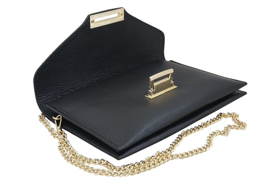 Skórzana torebka do ręki i na ramię - Czarna 