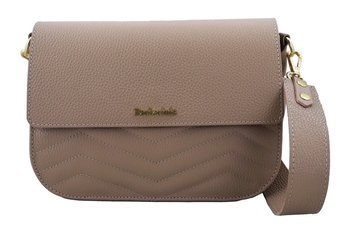 Torebka skórzana crossbody włoska - Różowa pudrowa