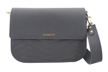 Torebka skórzana crossbody włoska - Szara ciemna