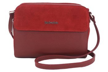 Torebka skórzana crossbody zamszowa - Czerwona