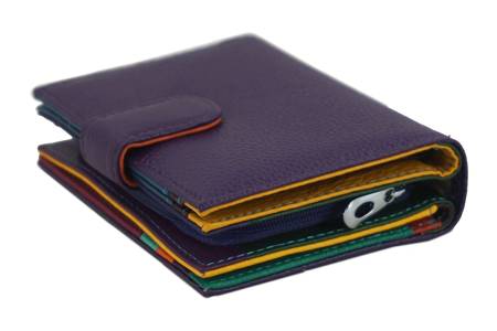Pojemny kolorowy portfel damski skórzany - Fioletowy 