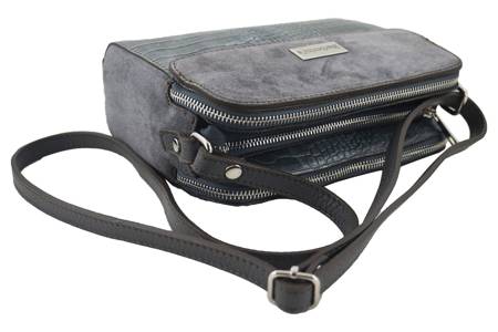 Stylowa torebka crossbody trzykomorowa skórzana - Brązowa