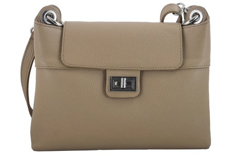 Torebka damska skórzana crossbody - Beżowa ciemna