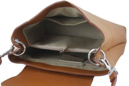 Torebka damska skórzana crossbody - Beżowa ciemna