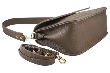 Torebka skórzana crossbody włoska - Brązowa jasna 