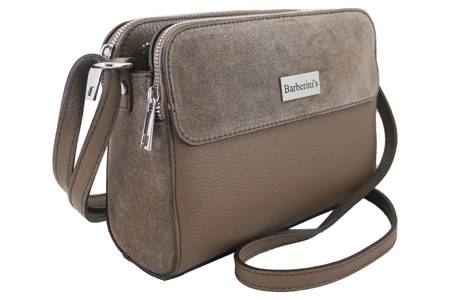 Torebka skórzana crossbody zamszowa - Czerwona 